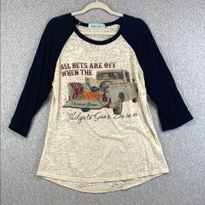 Southern Grace burnout tee raglan sleeve tailgate party XL football country